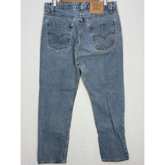 Levi's 505 Straight Leg Jeans Mens Blue Denim Cotton Regular Fit 5-Pocket 35x31 - Picture 2 of 12
